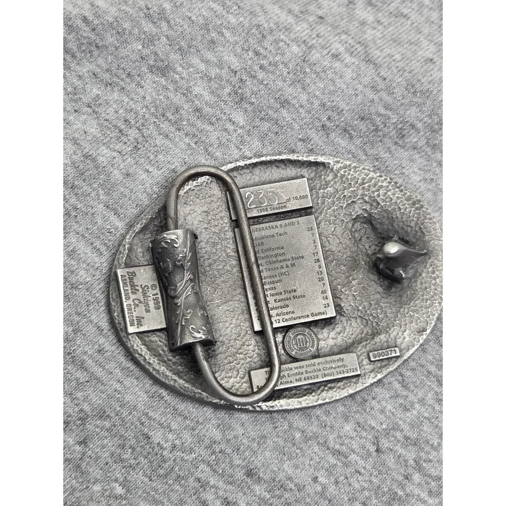 Vintage 1998 Nebraska Cornhuskers Football Solid Pewter Belt Buckle College NCAA